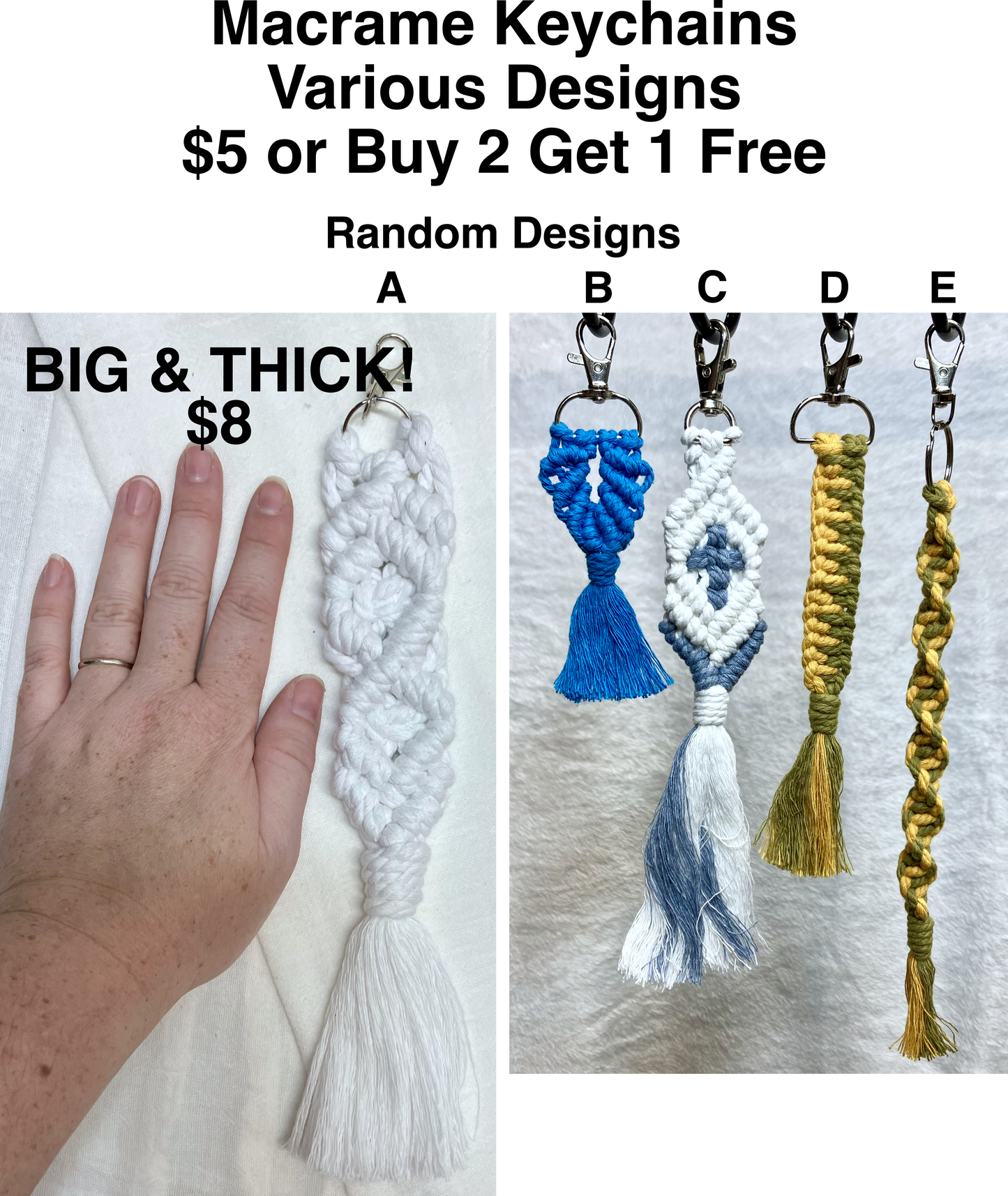 Macramé Keychains (Misc. Styles) – Buy 2, Get 1 Free! 🎁